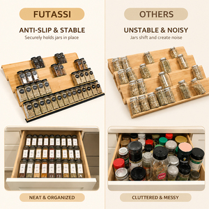 Il condimento da cucina a 4 strati può essere spostato e conservato per risparmiare spazio portaspezie in bambù - Product Image 2