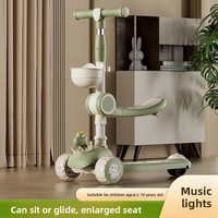 Trottinette pour enfants à 3 roues, pliable, légère, avec lumières musicales, siège réglable en hauteur, corps en métal PP, pour garçons et filles de 2 à 10 ans, pour l'extérieur
