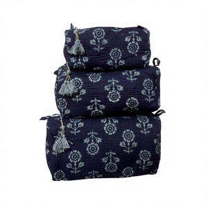 Bohemian Eco-Friendly Cotton Fabric Cosmetic <b>Case</b> Set Tassel Pattern Multi-Function Lightweight Durable Zipper Closure Large - Product Image 1