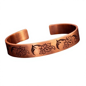 Heritage Hand Crafted Floral <b>Engraved</b> Copper Jewelry Luxury Handmade Personalization High Polish <b>Bangle</b> Jewelry - Product Image 1