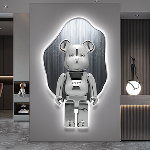 Modern Art Deco Bear Wall Art Painting <strong>Canvas</strong> Still Life with LED <strong>Lights</strong> for Living Room Decor - Product Image 6