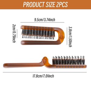Peigne à crins de cochon pliable et portable pour voyage, maquillage féminin, cheveux bouclés, style volumineux, coiffure, logo personnalisé, plastique, usage domestique - Product Image 2