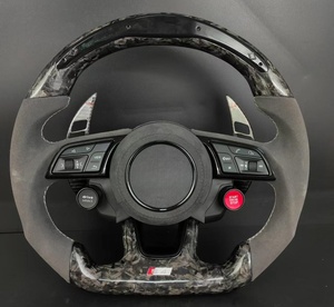 Cuir en fibre de carbone forgé pour volant pour <span class=keywords><strong>Audi</strong></span> R8 S4 A3 A4 A5 A6 A7 A8 S3 S5 B9 avec couleur et surpiqûres personnalisées - Product Image 1