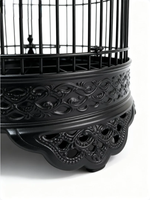 Cage à oiseaux ronde noire de qualité supérieure avec support et accessoires, cage à perroquet durable avec mangeoire et perchoir pour perruches, canaris