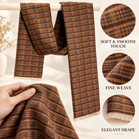 Écharpe tricotée haut de gamme en laine et viscose respirante pour homme, châle à carreaux polyvalent, cadeau pour petit ami