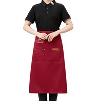 Tablier mi-long en soie imperméable et résistant à l'huile, avec logo personnalisé en relief, uniformes de barman pour femmes pour restaurants de hot pot
