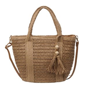 <span class=keywords><strong>Borsa</strong></span> da Spiaggia in Paglia Polinesiana con Manici in Stile Cesto Francese, Chiusura Aperta, Naturale, Nero <span class=keywords><strong>Mare</strong></span>, in Pelle, Portatile, Foderata in Poliestere - Product Image 3