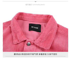 Unisex Warm Custom <strong>Corduroy</strong> Shirts Stripe <strong>Corduroy</strong> <strong>Jacket</strong> - Product Image 2