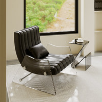 Fauteuil simple en acrylique design, style Bauhaus moderne et créatif, en cuir véritable, pour salon, bureau à domicile ou hôtel