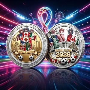 Pièce de monnaie commémorative <span class=keywords><strong>FIFA</strong></span> 2026 en alliage, relief 3D, à collectionner, avec design sur le thème des Trois Royaumes - Product Image 1