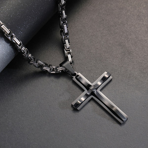 Hip Hop Christian Cross religión 18K chapado en oro no deslustre impermeable Acero inoxidable joyería colgantes collares hombre - Product Image 5