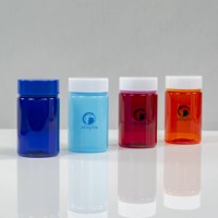Bouteille cylindrique colorée en PET de 500 cc pour vitamines, col de 63 mm, bouchon à vis double couche, conteneur d'emballage pour suppléments et gélules