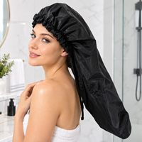 Bonnet de douche imperméable à cordon de serrage pour cheveux longs, réutilisable, grand bonnet de bain avec bouton réglable, protège-cheveux pour salle de bain, douche, spa