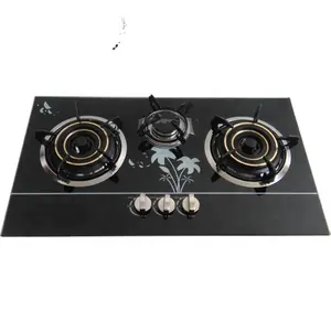 Hot sale super flame 3 burner gas stove high quality tempered glass table top gas stove