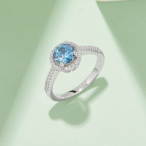 Anillo de moissanita femenino de lujo 1 quilate D bolsa redonda S925 Chapado en plata con brazo recto de platino-con diamante de lujo - Product Image 5