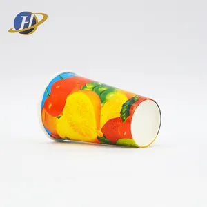 Copo de papel descartável de 12 onças com padrão de frutas Copo de papel para suco pode ser personalizado com padrão do Vietnã