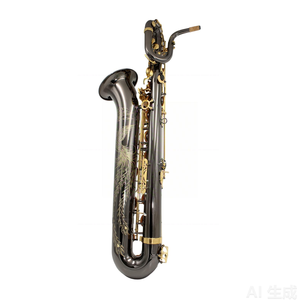 Saxofón barítono en Mi bemol, cuerpo niquelado negro, llaves lacadas en oro, latón, para interpretación profesional, marca Eastern Music. - Product Image 5