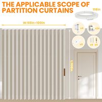Rideau de porte magnétique occultant extra large en tissu, séparateur de pièce pour porte coulissante de patio avec rail de plafond flexible