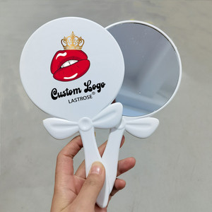 Hot Selling Handheld <strong>Makeup</strong> Mirror <strong>Simple</strong> and <strong>Cute</strong> for Girls Bow Knot Design Round Hand Mirror - Product Image 3