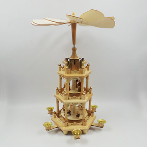 Traditional <strong>Christmas</strong> Wood Pyramid Craft Religious <strong>Nativity</strong> <strong>Set</strong> with Six Resin Candle Holders and Angel Style - Product Image 1