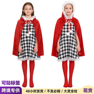 Disfraz de Cindy The Grinch para niños de 8 a 13 años, conjunto de vestido a cuadros con capa roja, traje para actuación en fiesta de Navidad - Product Image 2