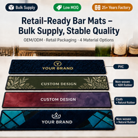 Tapis de bar personnalisé avec votre logo, impression sur mesure, faible MOQ, emballage de détail, vente en gros, fournisseur d'usine