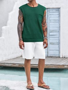 Débardeurs en crochet décontractés pour hommes Summer Beach <span class=keywords><strong>Hippie</strong></span> Knitted Sweater Vest Cap - Product Image 4
