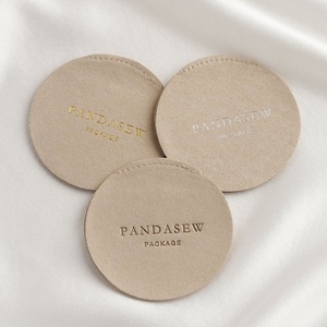PandaSew Custom Logo Luxury Jewelry Pouch Packaging Microfiber <b>Envelope</b> Flap Round Package Bag - Product Image 4
