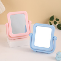 Miroir de maquillage de bureau rotatif carré mignon, miroir de toilette simple double face, petit miroir de table miniature, miroir de beauté