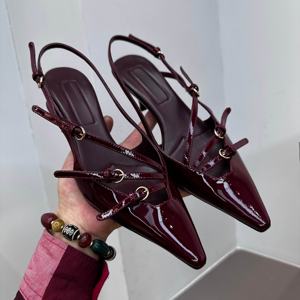 Zapatos de Tacón Alto Tipo Stiletto para Novia, de Alta Calidad, con Tacón de 5 cm, Punta en Pico, Hebilla Metálica, Brillantes - Product Image 2