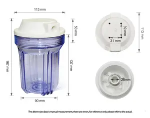 5 Inch Female Thread Transparent Filter Housing Clear Polypropylene Plastic Water Filter Housing In Reverse Osmosis