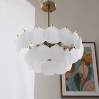 Lustre Vintage Élégant en Verre Coquillage Doré, Base en Fer E14, Semi-Encastré, pour Salon, Chambre, Salle à Manger, Ambiance Chaleureuse
