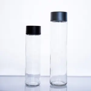 Agua voss botella buzlu veya şeffaf Voss cam su şişesi plastik şişe kapağı