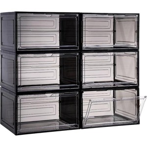 ترقية 10 حزمة X كبيرة صناديق تخزين الأحذية مع الأبواب المغناطيسية منظم تكديس الصلبة البلاستيك انخفاض الجبهة - Product Image 6