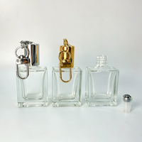 Botol Roller Kaca Kosong Persegi Pipih Mewah 10ml Dengan Gantungan Kunci Carabiner untuk Kemasan Parfum, Minyak Esensial, dan Kosmetik