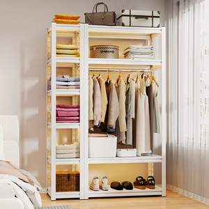 Armario sencillo modular con estanterías, perchero de acero angular de pie, estantería multicapa para dormitorio y uso doméstico - Product Image 1