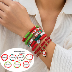 Hot Bán Giáng Sinh Loạt Polymer Đất Sét Vòng Đeo Tay Set Handmade Pha Lê Hạt Snowman Santa Claus Cây Quyến Rũ Vòng Đeo Tay Cho Đảng - Product Image 3