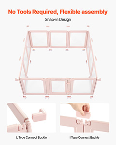 Recinto per Cani di Taglia Grande Rosa, Materiali Durevoli, Facile Montaggio, Include Serratura - Recinzione Ecologica per Animali Domestici da Interno/Esterno - Product Image 3