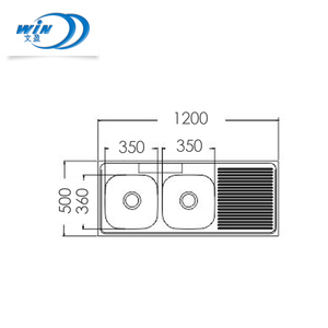 Fregadero de cocina de 120X50cm, doble cuenco, de acero inoxidable, Rectangular, moderno, WY-12050DB, Wenying, oem, Inset, 70/110mm - Product Image 6