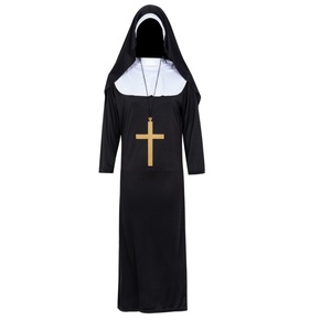 Ensemble de costumes XJ Ultimate Nonne et Prêtre avec collier croix et accessoires – Tenues authentiques pour couples pour Halloween - Product Image 1