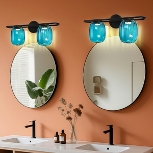 Lámpara de espejo de cristal sencilla, lámpara de tocador, lámpara de espejo de baño, luz frontal de espejo de cristal estilo nórdico, lámpara de pared americana - Product Image 1