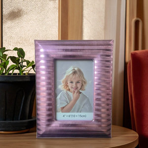 Handmade Hiện Đại 4X6 Inch Khung Ảnh Tùy Chỉnh Màu Tím Sọc PU Da Tường Trang Trí Nội Thất Sáng Tạo Hình Ảnh Khung Kính MDF Cho Nhà Sử Dụng - Product Image 3