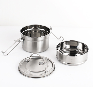 DFL01 SUS 304 Stainless Steel <b>Lunch</b> <b>Box</b> One <b>Compartment</b> 2 <b>Compartments</b> 3 <b>Compartments</b> Mess Tin with Single Folding Handle - Product Image 6