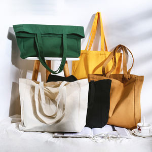 Sac fourre-tout en toile épaisse de qualité supérieure, sac de shopping, design structuré avec doubles poignées pour les articles lourds - Product Image 1