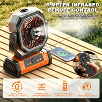 Kipas Portabel untuk Berkemah di Luar Ruangan Baterai 10000mAh Pengisian Daya USB 4 Kecepatan Angin 3 Pengaturan Timer Kontrol Jarak Jauh Kipas Pendingin Tenda
