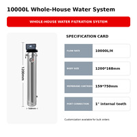 Purificateur d'eau à ultrafiltration à haut débit pour l'alimentation centrale en eau domestique, 10000 L/H, membrane PVDF, conception de colonne verticale