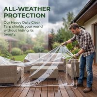 Bâche transparente imperméable en polyester de 14 mils d'épaisseur avec œillets, pour patio, serre, couverture extérieure, usage industriel, résistante aux UV