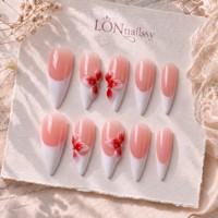 Ongles à presser en PMMA faits main 3D, collection personnalisée, longs, pointus, courbes, style stiletto, couvrance totale, design élite ODM français 3.0