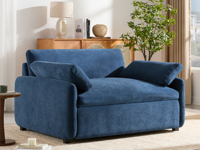 Chenille Einzelsofa, Breiter und Tiefer Sitz, Moderner Gepolsterter Komfortsessel, Couch-Lounge mit Kissen für Wohnzimmer