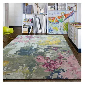 Design Handmade Wool Carpet for Condominiums and Grey Inspirational Artist Abstract Cynthia Pink Customized Cotton Canvas Modern